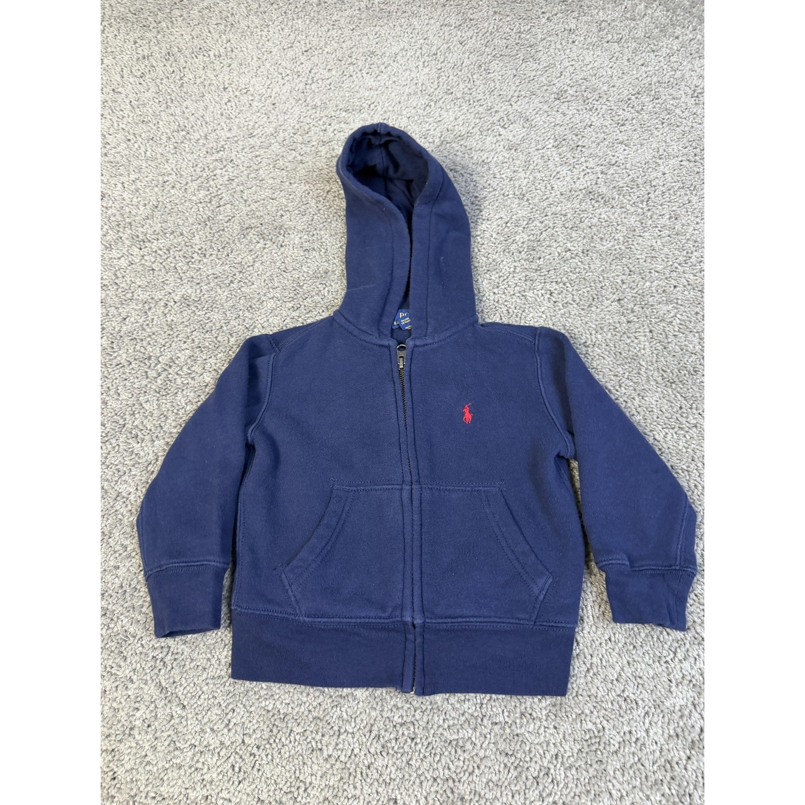 Polo Ralph Lauren Hoodie Boys 2t Toddler Blue Full Zip Hooded Fleece Pony Logo